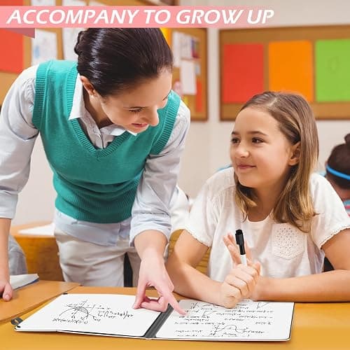 Mini Whiteboard 12"x9" Small White Board Dry Erase, Erasable Notebook Foldable Desk Whiteboard Holder Dry Erase Board, Office, Home, Travel, School, Portable (Pink) thumbnail 2