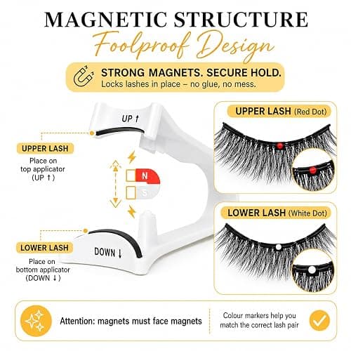 Magnetic-Eyelashes with Applicator, 2 Pairs Reusable Magnetic Lashes Natural Look, No Glue Needed Eyelashes Magnetic, Lightweight False Eyelashes for Everyday Makeup, Travel & Parties thumbnail 5
