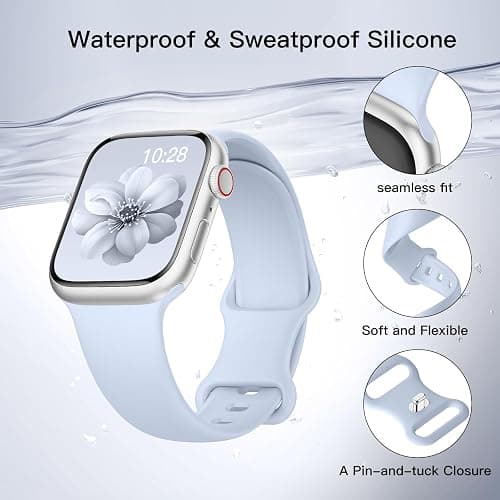 Sport Silicone Band Compatible with Apple Watch Bands 40mm 38mm 41mm 44mm 45mm 42mm 49mm Women Men,Soft Wristband Waterproof Replacement Sport Strap for iWatch Bands Series 9 8 7 6 5 4 3 2 1 SE Ultra thumbnail 2