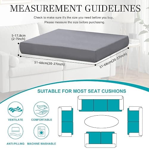 BIETYONE 12Pcs Stretch Patio Cushion Covers,Outdoor Couch Covers Replacement,Outdoor Couch & Sofa Slipcovers,for Patio Furniture Cushion Covers,Washable Reusable urniture Protector(Grey,Cover Only) thumbnail 2