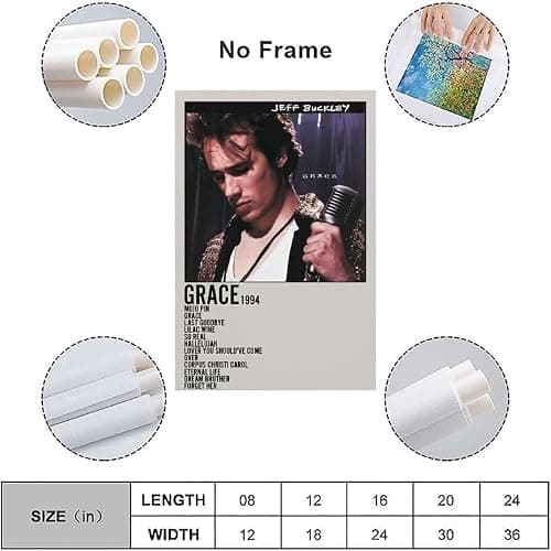 SXNRVM Jeff Buckley GracePOSTERModern High-definition Printed Multi Scene Home Decoration for Waterproof Wall Paintings in Living Rooms Bedrooms Offices And Bathrooms08x12inch(20x30cm) Unframe-style thumbnail 3