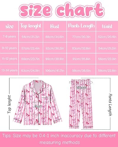 Sylfairy Girls Pajamas Silk PJS Set Satin Sleepwear Long Sleeve Jammies for Kids Button-Down Nightwear Loungewear 3-16 Years thumbnail 6