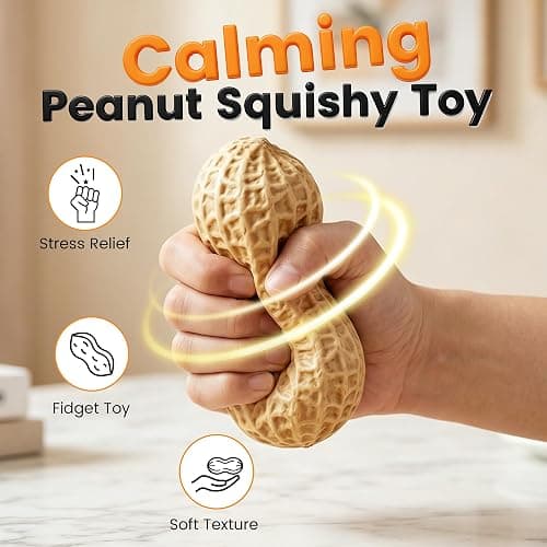 Peanut Squishies, 2026 New Peanut Stress Balls Fidget Toys for Adults, Soft Slow Rising Fidget Squeeze, Stress Relief Sensory Fidget Toy for Adults Office Desk (1 pcs) thumbnail 2
