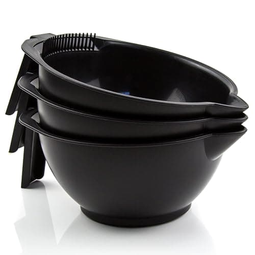 Hair Dye Bowl Set - 3 Black Hair Color Mixing Bowls with Measurements, Pour Spout, Handle & Combed Edge - Reusable Salon Hair Coloring Bowls for Professional or Home Use thumbnail 6