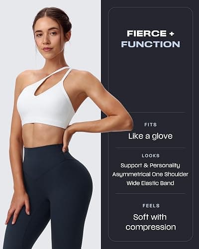 Aoxjox Women's Workout Sports Bras One Shoulder Caley Asymmetrical Bra Fitness Exercise Gym Yoga Crop Tank Top thumbnail 5