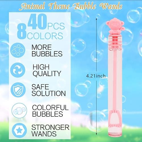 CCINEE 40pcs Mini Safari Aniaml Bubble Wands, Cute Zoo Bubbles Party Favors Bulk Jungle Bubble Sticks Toys for Birthday Safari Party Gifts School Rewards Candy Bag Stuff thumbnail 2