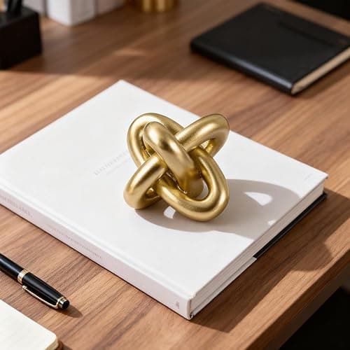 Golden Knot Statue, Three Knot Sculpture Home Decor Accents, Knot Sculptures and Statues for Rustic Coffee Table Living Room Dining Table Entryway Entrance Shelf Small Decorations and Accessories thumbnail 2