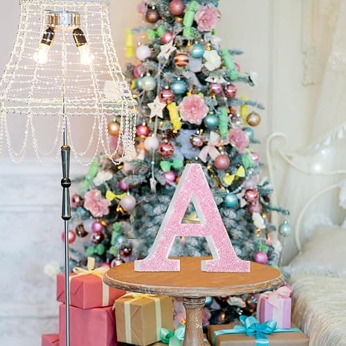 Qunclay Pink Crystal Diamond Bling Letters Crushed Diamond Decoration Wooden Glitter Letters with Screw and Hooks Rhinestone Gift for Christmas Y2k Mcbling Bedroom Wall Decor (5.7"l X 5.7"w,Letter A) thumbnail 5