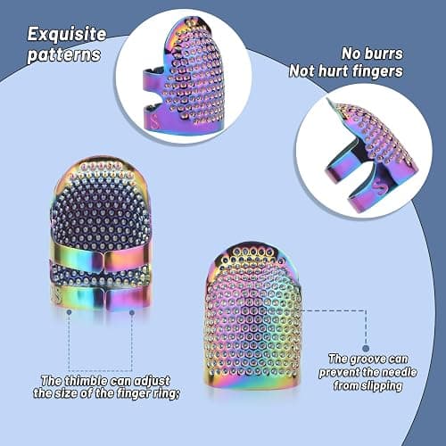Yizzvb 8 Pcs Sewing Thimbles, 2 Sizes Metal Thimble Sewing Finger Protector | Metal Thimble Dazzle Color Adjustable Metal Sewing Thimble Rings, Sewing Quilting Craft Accessories Diy Sewing Tools thumbnail 5