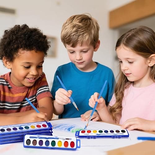 40 Pack Watercolor Paint Set Bulk,8 Colors Water Color Paint Set for kids with Paintbrush.Washable Watercolors Paint for Parties,Birthday Party Favor,Valentines for kids,Art Supplies and Classroom thumbnail 2