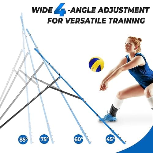 JOLORLY 2-in-1 Volleyball Rebounder Net System, Adjustable from 7x4 ft to 4x4.5 ft, 4-Angle Bounce Back Net, Training Equipment for Volleying, Bumping, Spiking Practice, Resists Twisting thumbnail 3