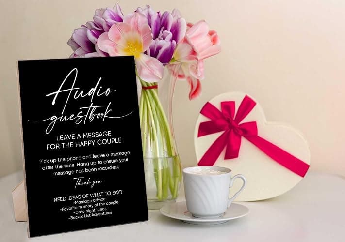Audio Guest Book Sign, Minimalist Wooden Sign With Stand, Wedding Reception Signs, Party Supplies, Bridal Shower Centerpieces, Engagement Party Decorations, Sign Our Guest Book Signs For Wedding-4 thumbnail 4