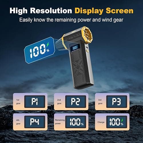 KKH Portable Electric Air Duster with Led Light, Powerful 120000RPM 4 Speed Adjustable Mini Turbo Blower for Cleaning, Rechargeable Cordless Dusters for Home Car Outdoor PC Computer Keyboard thumbnail 4