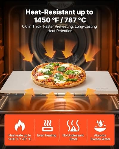 VEVOR Pizza Stone, 16 x 14 in Rectangular Cordierite Pizza Stone, Extra Large Baking-Stone with Scraper, 0.6 in Thick Heat-Resistant Cordierite, for Kitchen Oven, Baking Bread & Pizzas, BBQ Grilling thumbnail 5