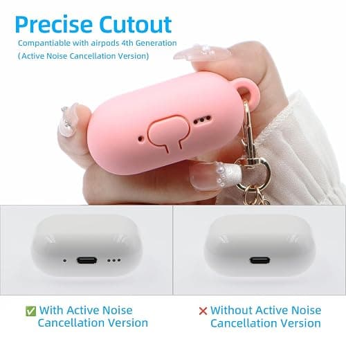 Compatible with AirPods 4 Case, Premium Soft Silicone Protective Case Cover for Apple AirPods 4th Generation with Cleaner Kit Keychain Accessories for Women Girls thumbnail 4
