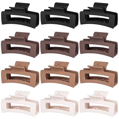 12 Pack Hair Clips for Women, Medium Claw Clips for Thin Thick Hair, Strong Hold Matte Finish β Brown - Image 1