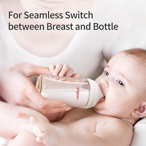 Pigeon Glass Nursing Baby Bottle Wide Neck(Pack of 4), Streamlined Body, Natural Feel, Easy to Clean, Heat-Resistant, 5.4Oz and 8.1 Oz thumbnail 2