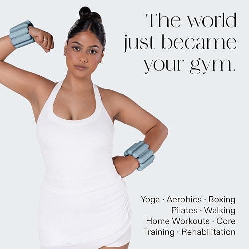 Bala Bangles Wrist & Ankle Weights for Women & Men - Adjustable Weighted Bands - Soft Silicone Arm & Leg Weights for Pilates, Yoga, Walking, Barre, Home Workout & Strength Training Exercise thumbnail 3