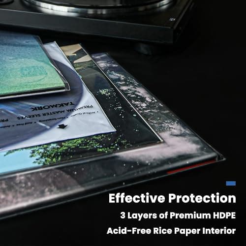 Vinyl Record Inner Sleeves: 12" Anti-Static Rice Paper LP Sleeves Album Record Acid-Free Clear Protective Sleeves for Vinyls Storage, 25pcs thumbnail 3