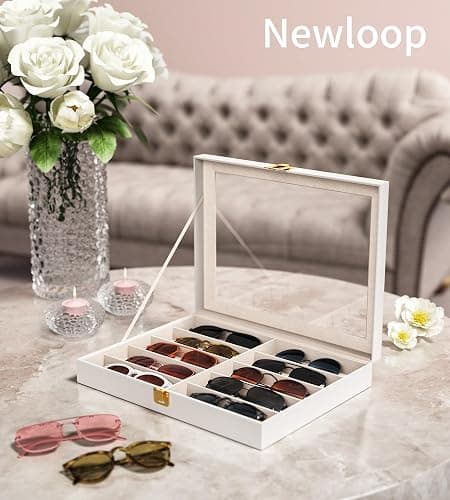 NEWLOOP 10/30 Slots Sunglass Organizer for Multiple Pairs of Eyeglass See-through Display Case Storage Box for Women Men thumbnail 2