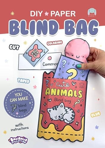 Paper Blind Bag Cute Animals: DIY coloring and craft. Create cute surprise animals bags. (Squishies Collection) (Spanish Edition) - Image 1