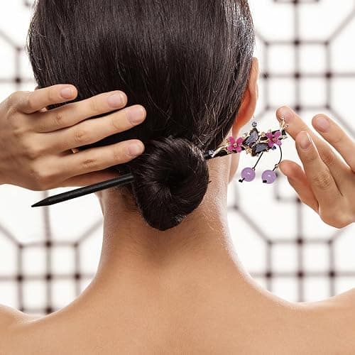 4 PCS Wooden Hair Sticks Chinese Traditional Flower Hair Sticks for Long Hair Hair Chopsticks for Women Girl Classic Vintage Flower thumbnail 6