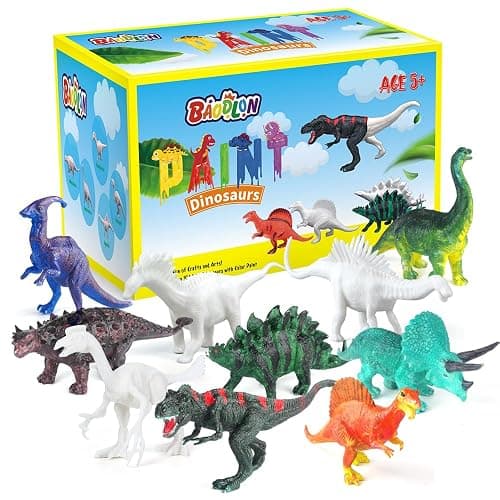 BAODLON Kids Arts Crafts Set Dinosaur Toy Painting Kit - 10 Dinosaur Figurines, Decorate Your Dinosaurs, Create a Dino World Painting Toys Gifts for 5, 6, 7, 8 Year Old Boys Kids Girls Toddlers thumbnail 7