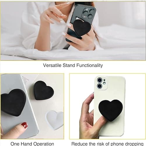 Set of 2 Universal Heart-Shaped Phone Grip Holder with Stand,Finger Grip with Kickstand - Compatible with Smartphones, Mobiles & Cases thumbnail 4