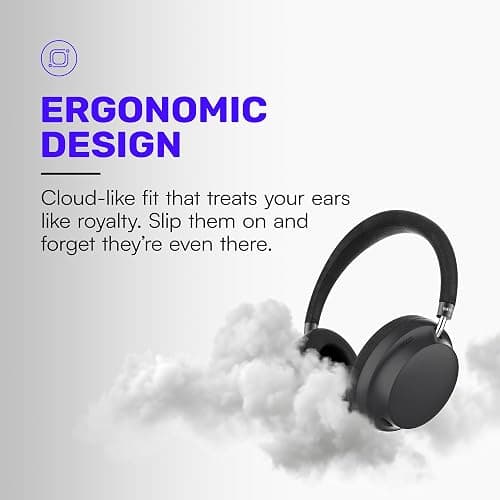 Raycon Essential Headphones - Wireless Bluetooth Over Ear Headphones, with Active Noise Cancelling, 5 Built in Microphones, IPX4 Water-Resistant & 50 Hours Battery Life (Blue) thumbnail 5