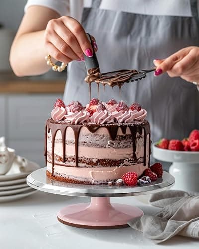 Kootek Aluminium Cake Turntable Set, Baking Tools with Revolving 12" Cake Stand for Decorating, 12.7" Offset Spatula, 3 Stainless Steel Frosting Icing Smoother, Cake Serve Cake Decorating Kit Supplies thumbnail 2