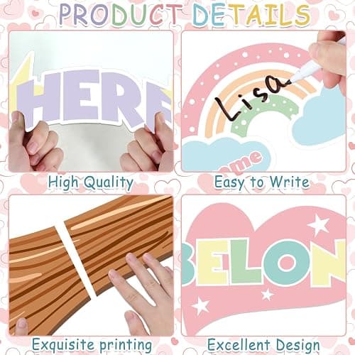 Pastel Tree Bulletin Board Classroom Decoration Spring Welcome Back to School Bulletin Board Sets You Belong Here Heart Rainbow Cutouts for Teacher School Nursery Home Classroom Chalkboard Wall Decor thumbnail 3