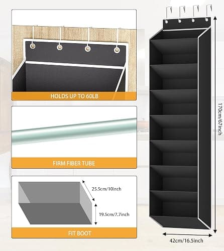 KYEVIS Over The Door Shoe Organizer Storage Fit 16-24 Pairs Hanging Shoe Rack Organiser for Closet Door, Deep Pocket Shoe Holder for Sneakers,Boots Storage(1 Pack Black) thumbnail 6