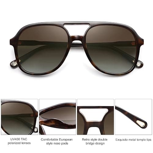 SOJOS Retro Polarized Aviator Sunglasses Womens Mens Classic 70s 80s Vintage Trendy Square Aviators SJ2174 thumbnail 5