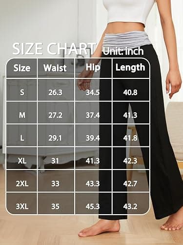 Gracyoga Women's Comfy Pajama Pants Wide Leg Lounge Palazzo Yoga Pants Stretch Casual Floral Print Fold Waist Pants thumbnail 7