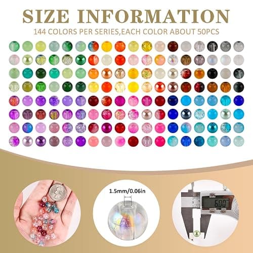 XSEINO About 7200PCS 6mm Glass Beads Bracelet Making Kit,144 Assorted Colors Crystal Glass Beads for Bracelet and Jewelry Making and DIY Crafts,Friendship Gifts,to Give to Friends, Family thumbnail 3