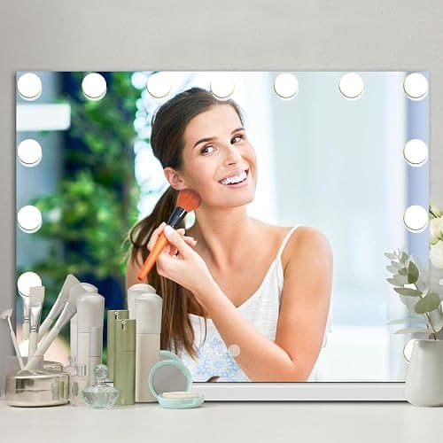 Bayt Miroir de Maquillage avec éclairage - Miroir Hollywood avec éclairage - Intensité réglable - 58 x 46 cm - Blanc thumbnail 2