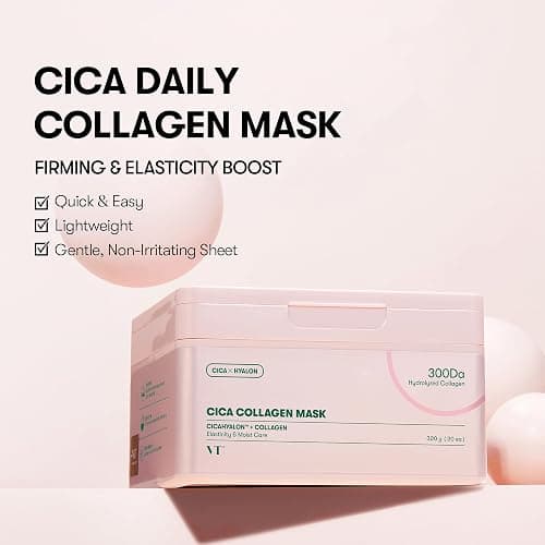 VT COSMETICS CICA Pink Daily Mask 30 Sheets, 300Da Low Molecular Collagen for Skin Elasticity, Hydrating & Firming, Pink Collagen Essence, Korean Face Mask thumbnail 2