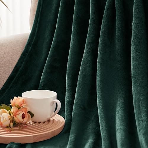 Exclusivo Mezcla Fleece Throw XL Blanket for Couch, Sofa, Super Soft and Warm Forest Green Blankets, All Season, Cozy, Plush, Lightweight, 50x70 Inches thumbnail 7