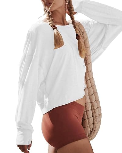 Gacaky Womens Open Back Loose Workout Tops Backless Long Sleeve Athletic Shirt Running Crop Top Gym Dance Tee thumbnail 4