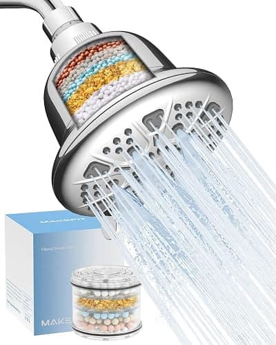 MakeFit Filtered Shower Head - High Pressure Shower Head with Filter for Hard Water Softener - 7 Settings Bathroom Rain Showerhead to Remove Chlorine and Heavy Metals (Chrome) - Premium Filter - Chrome thumbnail 7