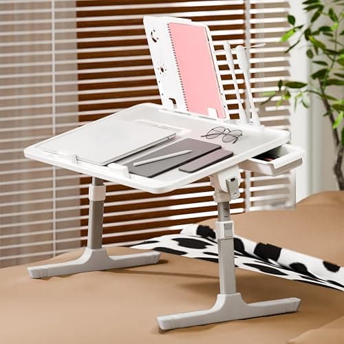 Laptop Bed Tray Table, Adjustable Laptop Bed Stand Lap Desk with LED Light Portable Standing Table with Foldable Legs for Kids Adult USB Charging Folding Lap Tablet Tables for Sofa Couch Grey H thumbnail 6