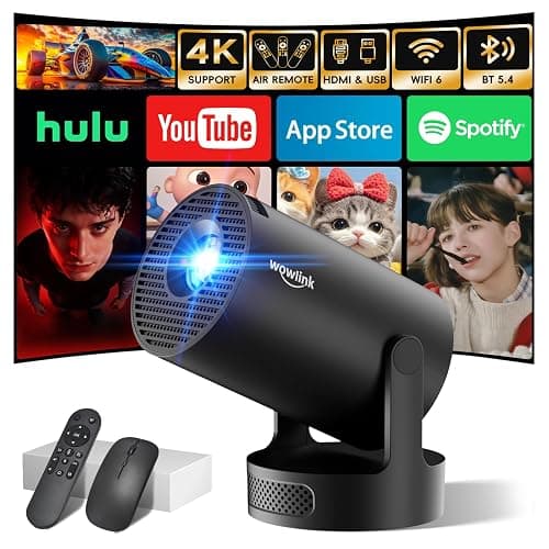 [Apps intégrées & 2026 Upgraded] Vidéoprojecteur avec WiFi 6 et Bluetooth 5.4 Mini Projecteur Supporte 4K 1080P Auto Keystone Rotation 180° Compatibile avec HDMI/TV Stick/Memory Stick/Laptop, Noir - Image 1