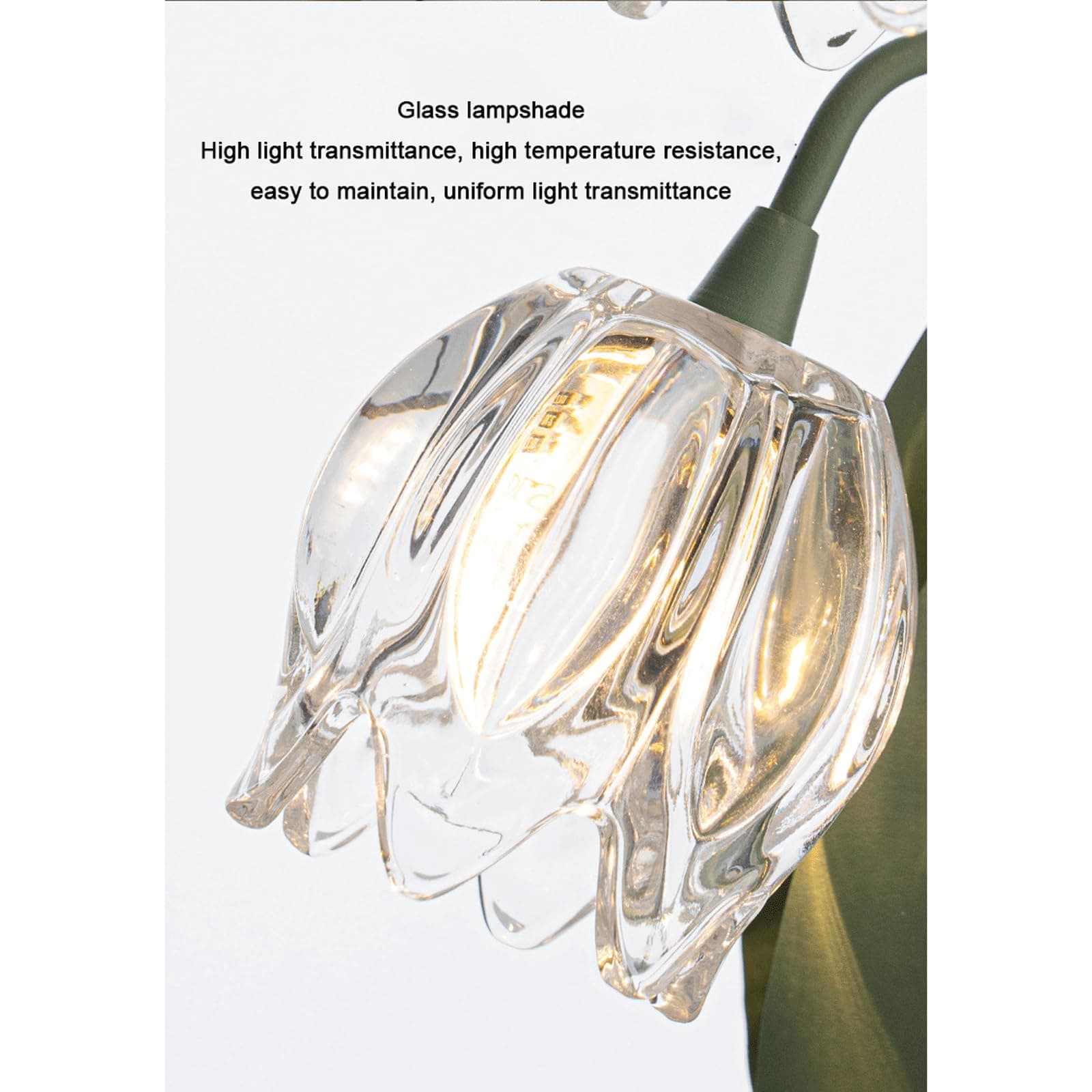 Green Tulip Table Lamp Vintage Flower Bedside Desk Lamp w/ G4 LED Bulbs Elegant Floral Bedside Lamp for Bedroom Living Room Office Reading thumbnail 3