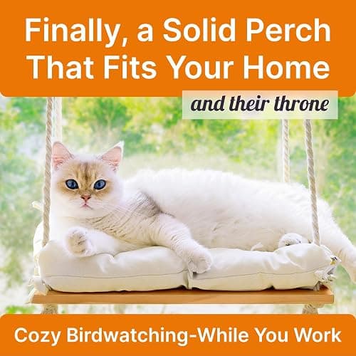 Cat Window Perch with Industrial-Grade Suction Cups - Solid Pine Wood Hammock Bed, Soft Cushion - 42 lb Capacity for Cats Inside thumbnail 2