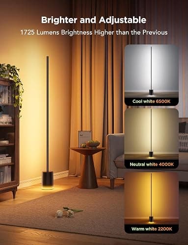 Govee Floor Lamp 2 with Matter, RGBIC, Warm Cool White LED, Alexa Compatible, 1725lm, Music Sync, Scene Modes, Smart Floor Lamp for Living Room, Bedroom, Black(1 Pack) thumbnail 6
