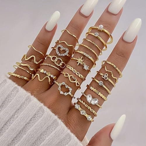 CHICUTIE Gold Knuckle Rings Set For Women Stackable Joint Finger Midi Rings Dainty Cubic Crystal Zirconia Simple Hollow Twist Cute Rings Pack Jewelry Gift thumbnail 8