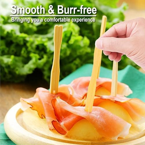 400 Bamboo Appetizer Forks, 3.5 Inch Mini Bamboo Forks for Charcuterie Boards Accessories, Fancy Toothpicks for Appetizers, Disposable Wooden Cocktail Fork, Small Fruit Food Picks for Party Supplies thumbnail 4