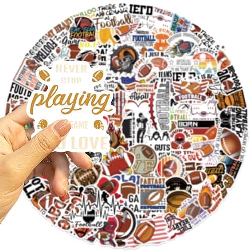 100pcs Football Stickers for Water Bottle, American Football Rugby Vinyl Waterproof Decal for Boy Teen Adult Laptop Phone Skateboard Guitar Luggage Notebook Helmet thumbnail 7