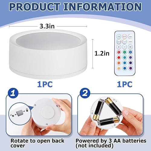Apipi Tap On/Off Magnetic Locker Light Decor Accessories for Girls & Boys | LED Remote Control, Battery Powered Timer Puck Light, Multi-Colors for Locker Decorations, Back to School Essentials, 1 Pc thumbnail 6