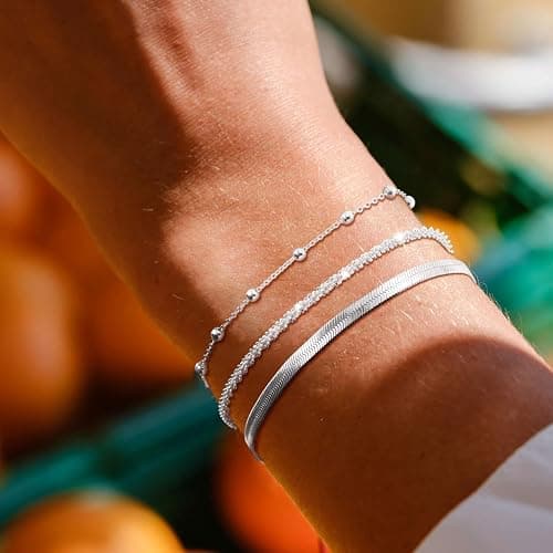 Layered Bracelets Bracelets Set for Women 14K Gold Plated/Silver Dainty Link Chain Bracelet Stackable Jewelry Gifts for Women thumbnail 4